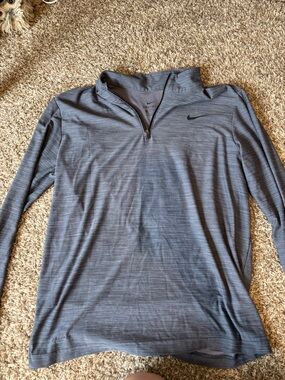 Nike Gray Heather Quarter-Zip Performance Pullover